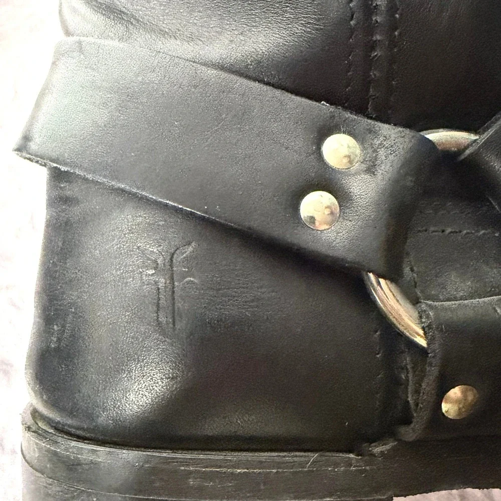 VTG Frye Harness 8R Men's 11M Black Leather Engineer Boots Made in USA Moto Work
